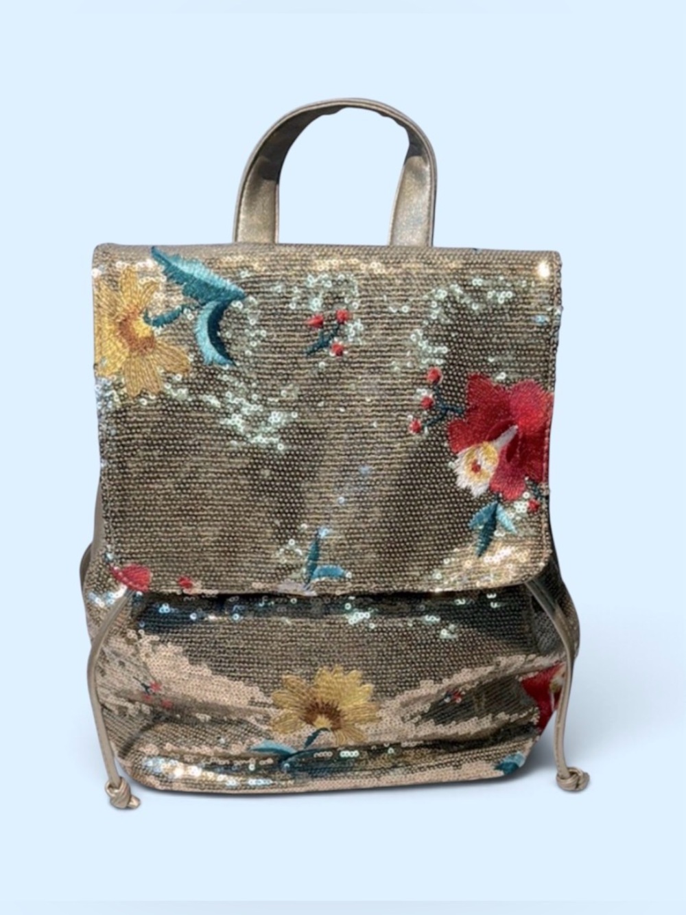 Karma Red and Yellow Backpack with Artistic Accents